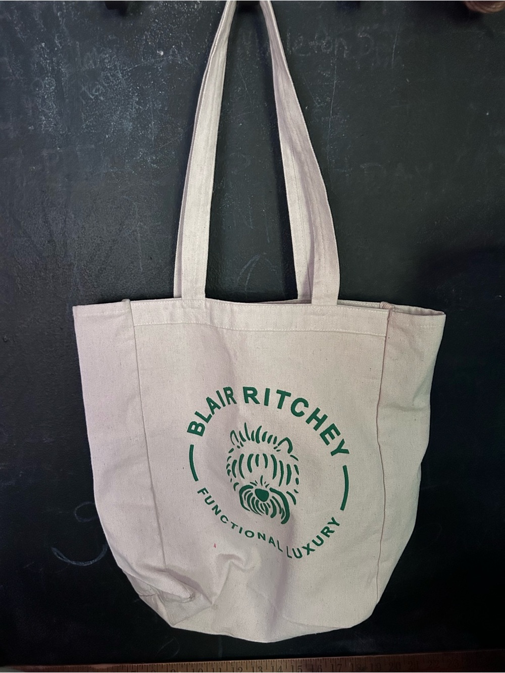 Blair Ritchey Natural Canvas Tote with Green Logo